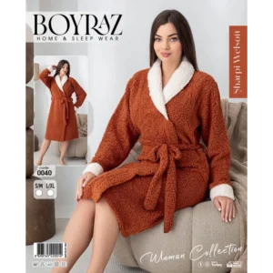 Boyraz  Дамски зимен халат в цвят керемида