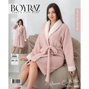 Boyraz  дамски зимен халат  цвят пудра